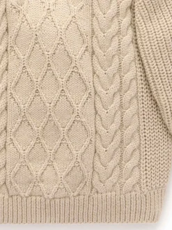 Pull Purebaby en maille torsadée à col zippé