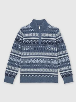 Pulls Reiss Barkley en Blend de laine et cachemire à motif Fair Isle