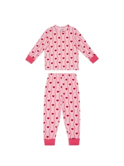 Pyjama long Chelsea Peers ondulé à rayures cœur imprimé enfant