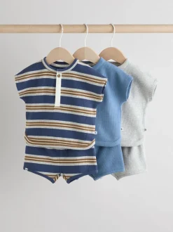Rayé bleu - Ensemble Hauts et short bébé 6 Pièces (0mois-3ans)