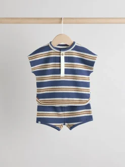 Rayé bleu - Ensemble Hauts et short bébé 6 Pièces (0mois-3ans)