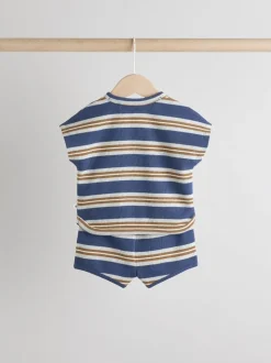 Rayé bleu - Ensemble Hauts et short bébé 6 Pièces (0mois-3ans)