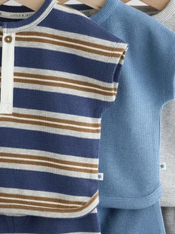 Rayé bleu - Ensemble Hauts et short bébé 6 Pièces (0mois-3ans)