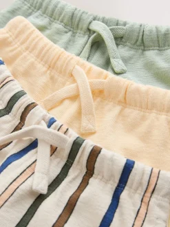 Rayé pastel Jaune et pastel sauge Vert - Lot de 3 shorts texturés (3mois à7ans)
