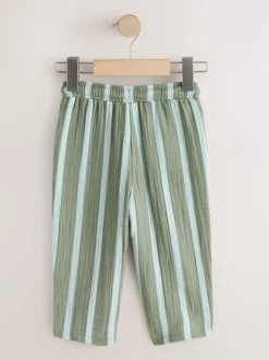 Rayé vert sauge - Pantalons à enfiler texturé doux (3mois-7ans)