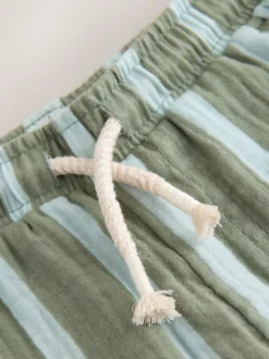 Rayé vert sauge - Pantalons à enfiler texturé doux (3mois-7ans)