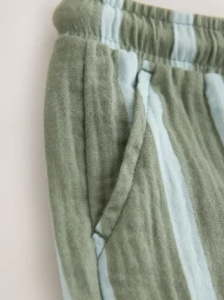Rayé vert sauge - Pantalons à enfiler texturé doux (3mois-7ans)