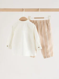 Rayure blanche/orange - Ensemble chemise et pantalon bébé (0mois-3ans)