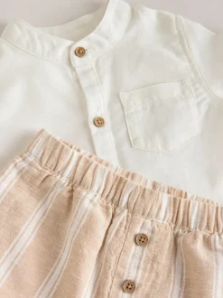 Rayure blanche/orange - Ensemble chemise et pantalon bébé (0mois-3ans)