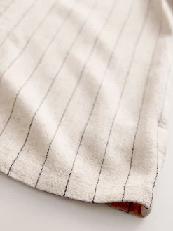 Rayure Ecru - Chemise texturée à manches courtes avec col Revere (3-16ans)