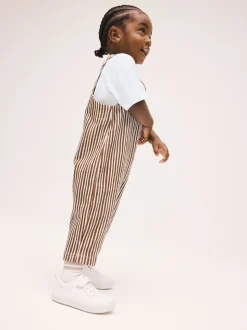 Rayure marron et Off White - Ensemble salopette et t-shirt (3 mois-7 ans)