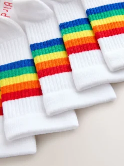 Rayures arc-en-ciel brillantes - Lot de 7 paires de Chaussettes tube Little Bird by Jools Oliver Blanches