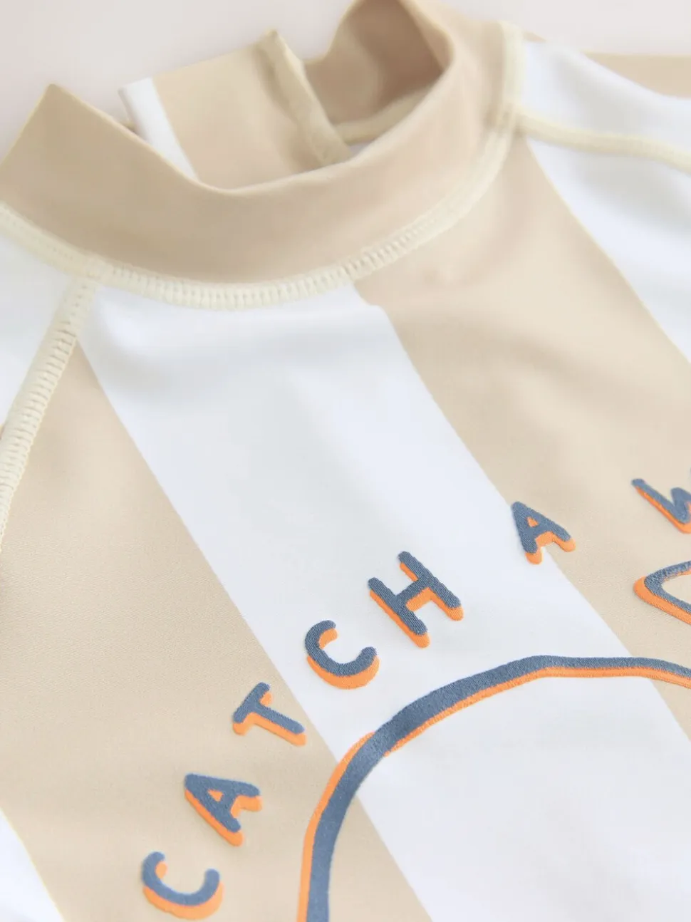 Rayures blanches neutres - Maillot de bain Sunsafe All-In-One (3mths-7yrs)