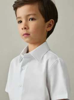 Reiss Bois Coton Coupe ajustée Manches courtes Chemises