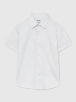 Reiss Bois Coton Coupe ajustée Manches courtes Chemises