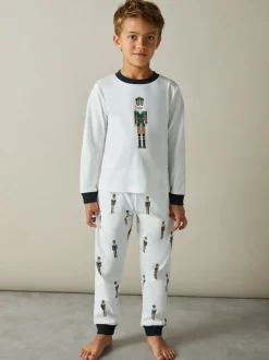Reiss Hornton Set Pyjama Casse-Noisette-Imprimé en coton brossé