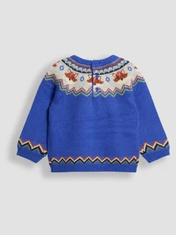 Renard bleu cobalt - Pull JoJo Maman Bébé Personnage Fair Isle