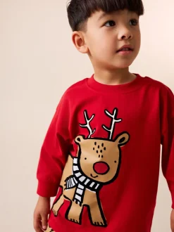 Renne rouge - Pyjama de Noël simple (9mois-10ans)