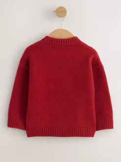 Renne Rouge lumineux - Pull de Noël en maille (3 mois-7 ans)