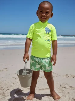 Requin Jaune Vert - Ensemble gilet anti-éclaboussures et short (3mths-7yrs)