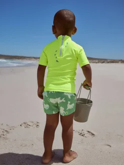 Requin Jaune Vert - Ensemble gilet anti-éclaboussures et short (3mths-7yrs)