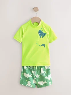 Requin Jaune Vert - Ensemble gilet anti-éclaboussures et short (3mths-7yrs)