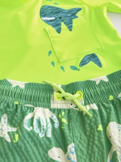 Requin Jaune Vert - Ensemble gilet anti-éclaboussures et short (3mths-7yrs)