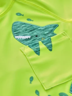 Requin Jaune Vert - Ensemble gilet anti-éclaboussures et short (3mths-7yrs)