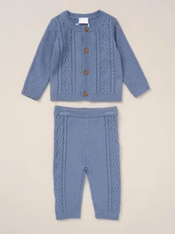 Rock a bye baby boutique Cardigan bleu en maille, Pantalons Ensemble