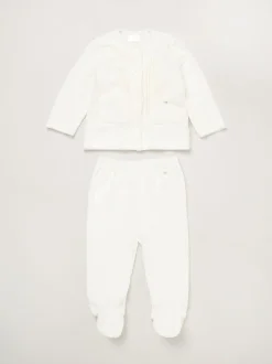 Rock-A-Bye Baby Boutique Ensemble veste et pantalon côtelé en velours côtelé blanc pour bébé