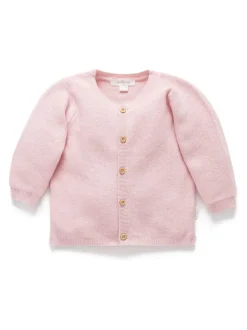 Rose - Cardigan Purebaby en maille texturée