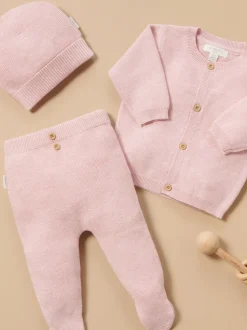 Rose - Cardigan Purebaby en maille texturée