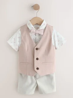 Rose - Ensemble gilet, chemise, short et cravate (3mois9ans)