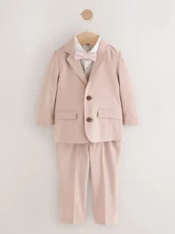 Rose - Ensemble pantalon blazer et nœud papillon (3mois à9ans)
