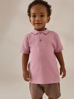 Rose - Ensemble polo texturé à manches courtes et short (3mois7ans)