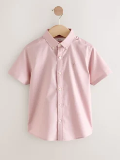 Rose - Manches courtes Coton riche Oxford Chemise (3-16ans)