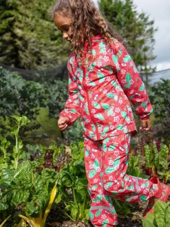 Rose - Pantalon Frugi imperméable imprimé dinosaure