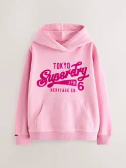 Rose - Superdry Logo Sweat-shirt à capuche