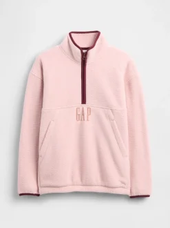 Rose - Sweat-shirt à enfiler semi-zippé avec Logo Gap Sherpa (4-13ans) (4-13ans)