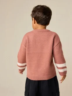 Rose blush NYC - Pull col rond en maille (3mois-7ans)