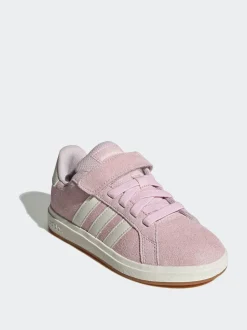 Rose clair - Baskets adidas Grand Court 00s en daim à lacets élastiques pour enfant