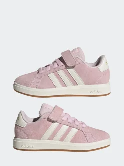 Rose clair - Baskets adidas Grand Court 00s en daim à lacets élastiques pour enfant