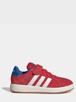 Rouge - Baskets adidas Grand Court 00s en daim à lacets élastiques pour enfant