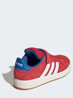 Rouge - Baskets adidas Grand Court 00s en daim à lacets élastiques pour enfant