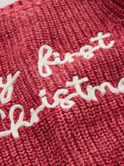 Rouge - Cardigan bébé en maille Mon premier Noël