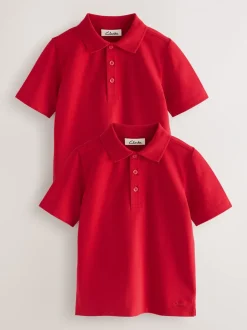 Rouge - Clarks Lot de 2 polos scolaires à manches courtes