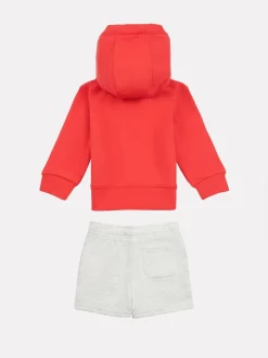 Rouge - Ensemble New Balance sweat à capuche et short 100% coton enfant