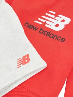 Rouge - Ensemble New Balance sweat à capuche et short 100% coton enfant