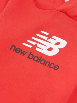 Rouge - Ensemble New Balance sweat à capuche et short 100% coton enfant