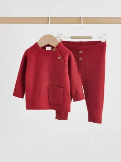 Rouge - Ensemble pull et legging en maille bébé (0 mois-2 ans)